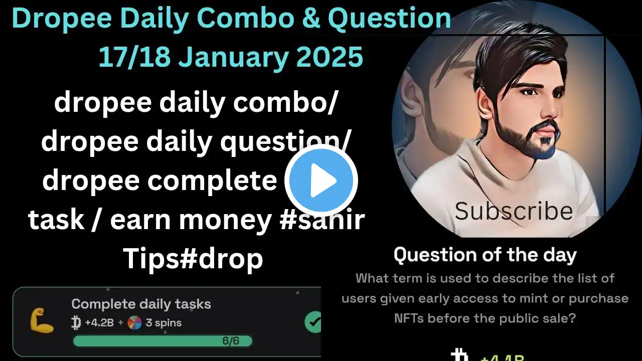 dropee daily combo/ dropee daily question/ dropee complete daily task / earn money #sahir Tios#drop