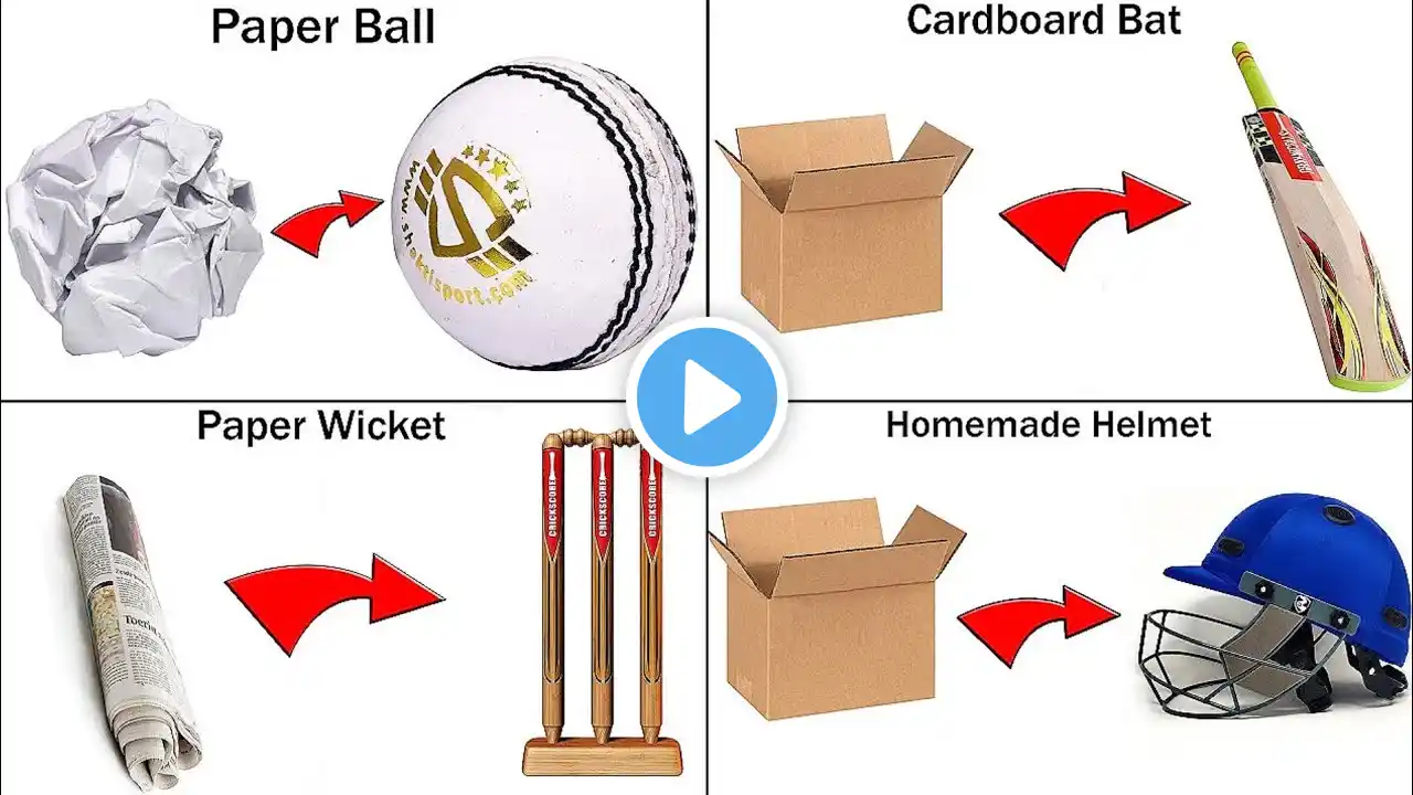 4 easy homemade cricket kits | cricket bat, ball, wicket, helmet making at home easy | cricket kit |