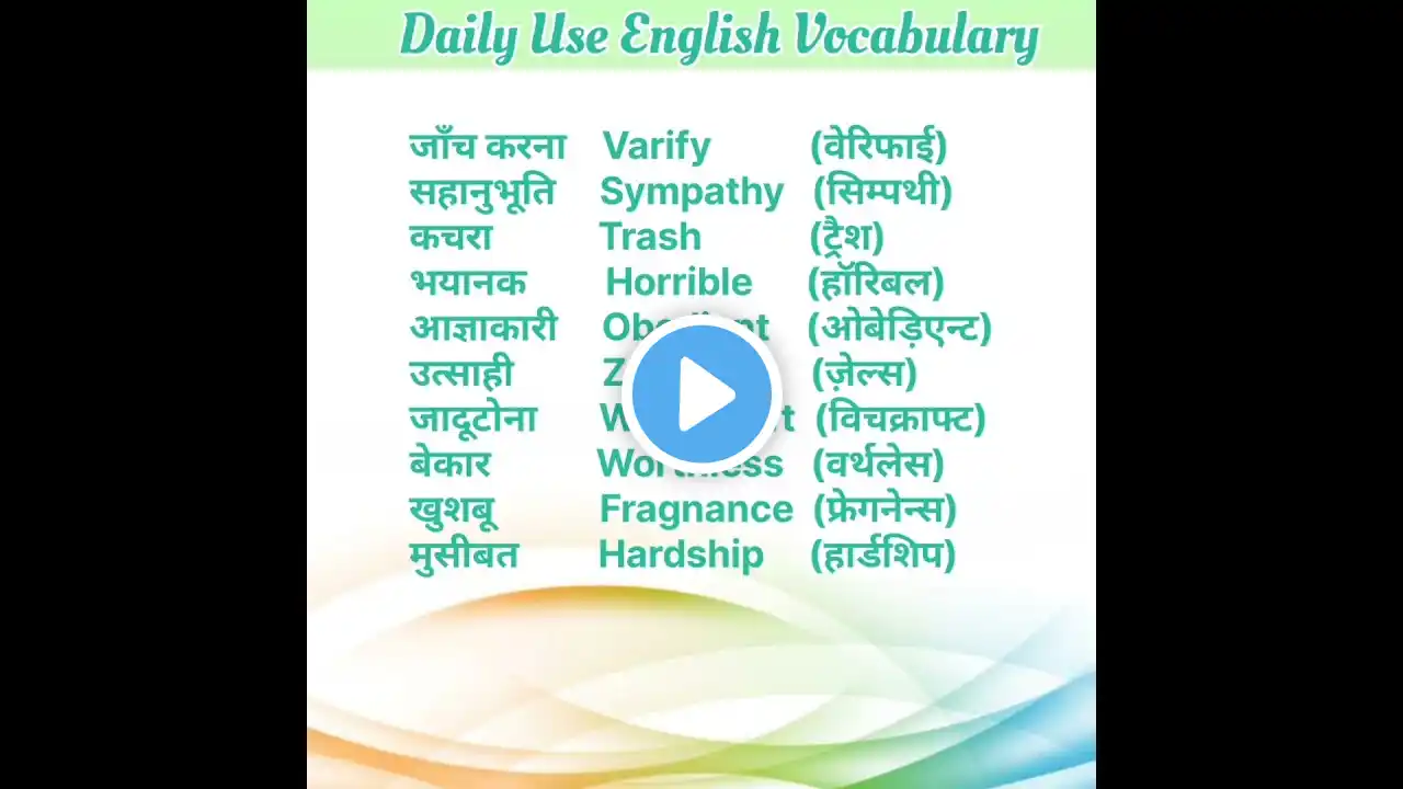Daily Use English English Words | English Vocabulary | #shorts #smartenglish #english Speaking