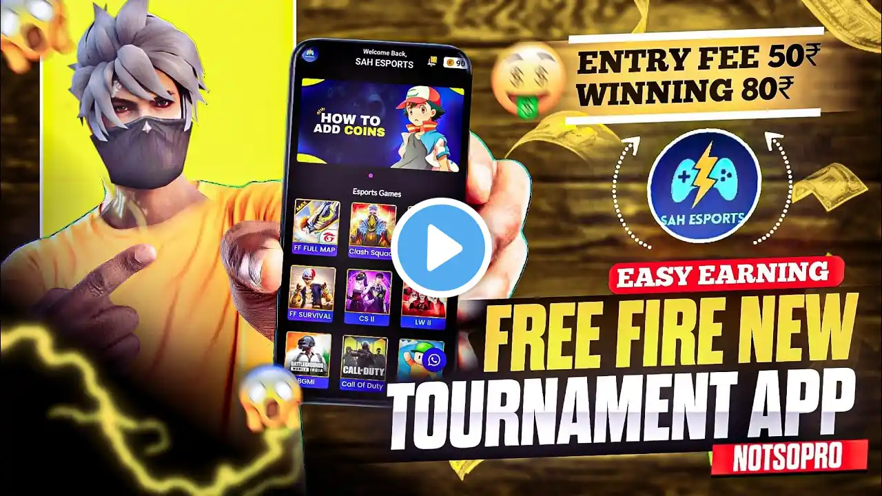 Sah eSports New Tournament App 🔥| 1vs1 Lone wolf tournament challenge | Earn Money by Playing Games