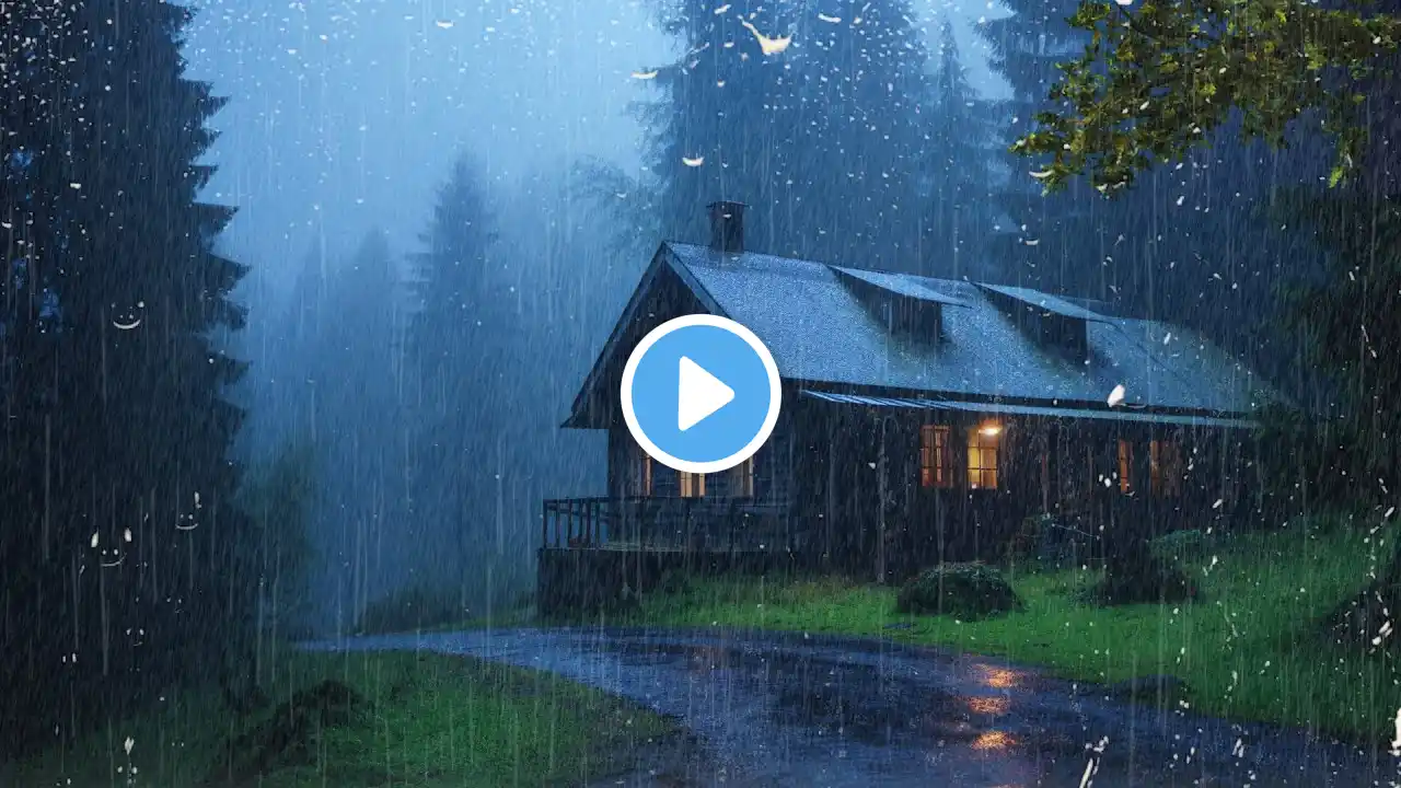 HEAVY RAIN with DEEP THUNDER Sounds - Thunderstorm Raining Sound for Deep Sleep, Relax and Study