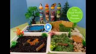 Four Small World Animal Dioramas- Sea, Zoo, Dino,& Insects - Learn Animal Names