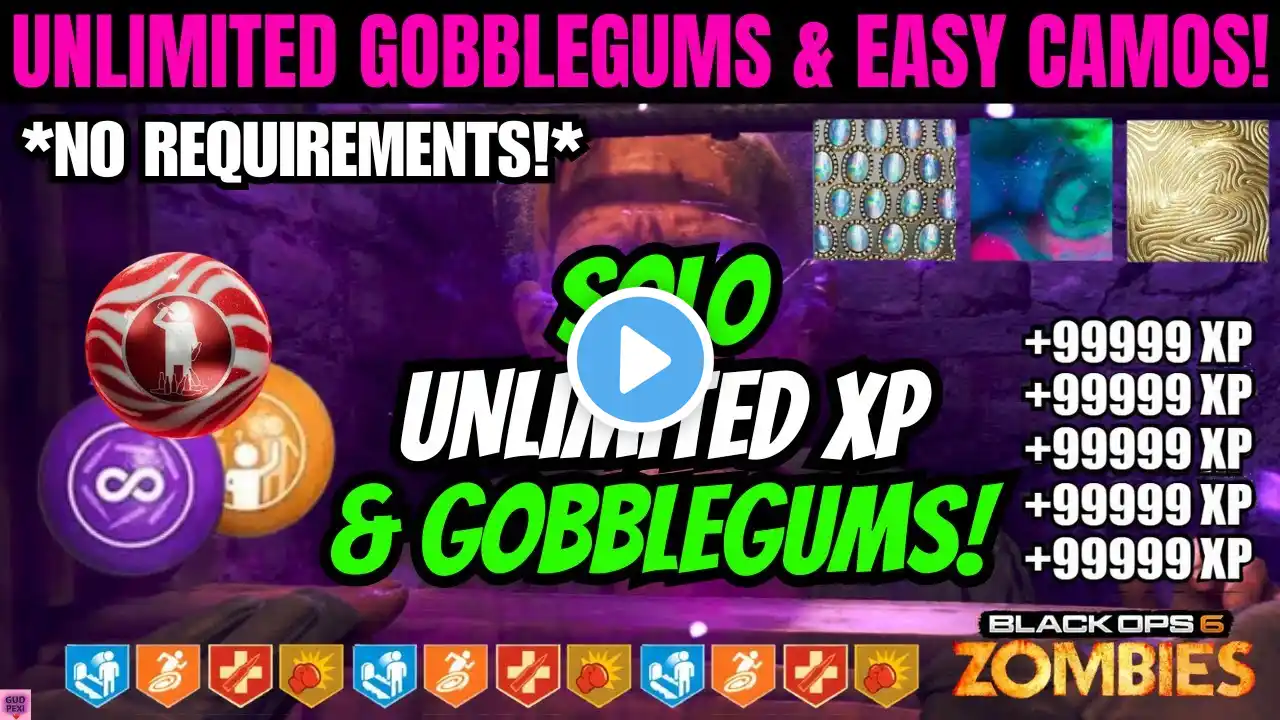 BO6 ZOMBIES - EASY SOLO UNLIMITED XP & UNLIMITED GOBBLEGUMS in BLACK OPS 6 ZOMBIES (NO REQUIREMENTS)