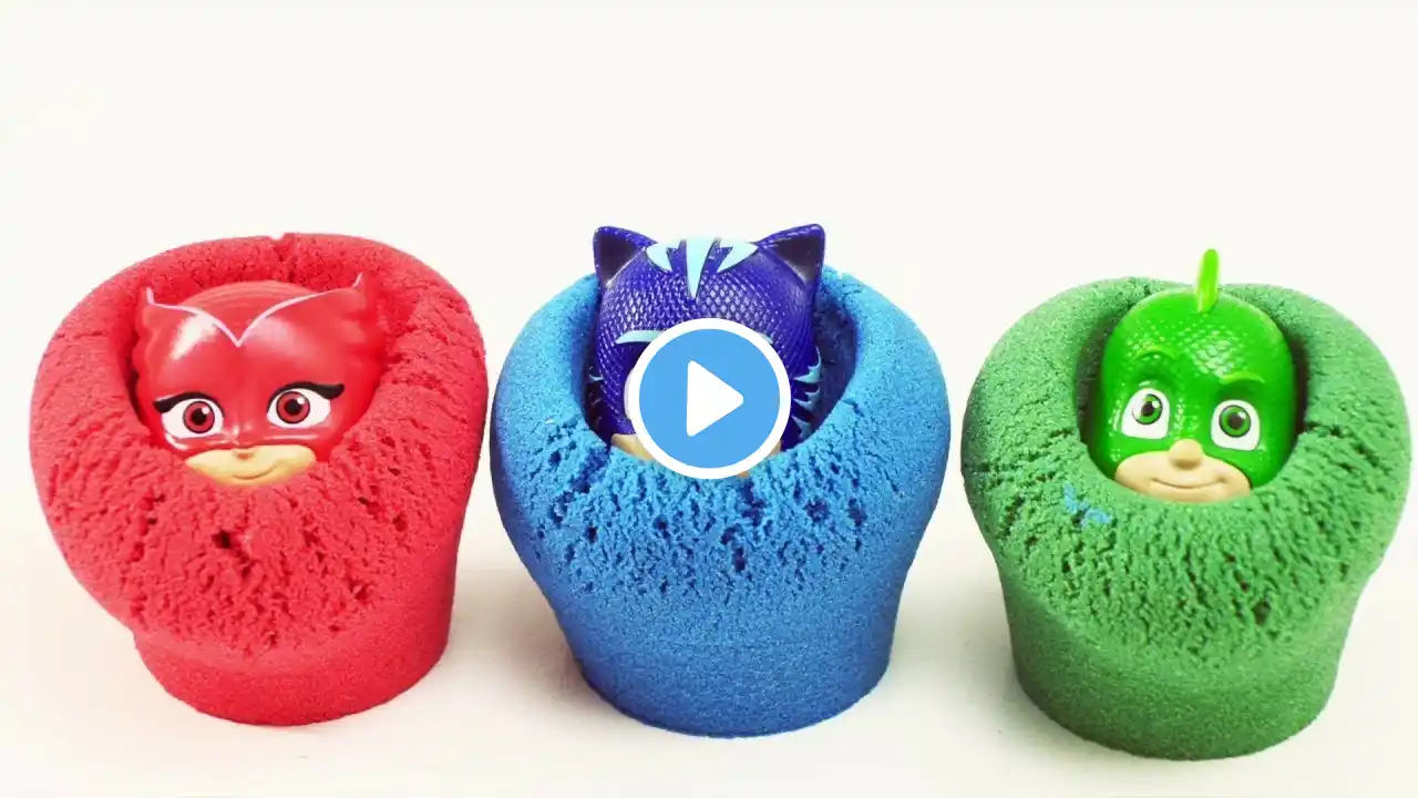 Pj Masks Wrong Heads Toys with Kinetic Sand and Cups Water colorful, Learn color