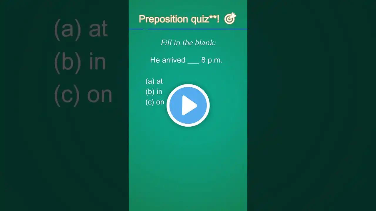 Choose the correct preposition ( part 20) #artansteaching #artans #shorts #prepositions #english