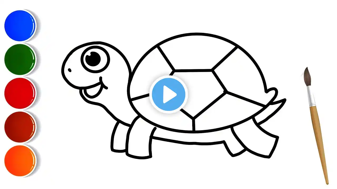 How to draw a turtle step by step || Turtle Drawing, Painting and Coloring for kids & toddlers