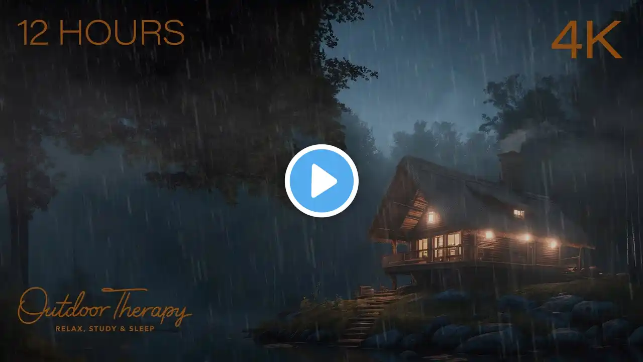 Deep Sleep Thunderstorm: 12 Hours of Rain & Thunder Sounds at Night by the Lake | RELAX | STUDY