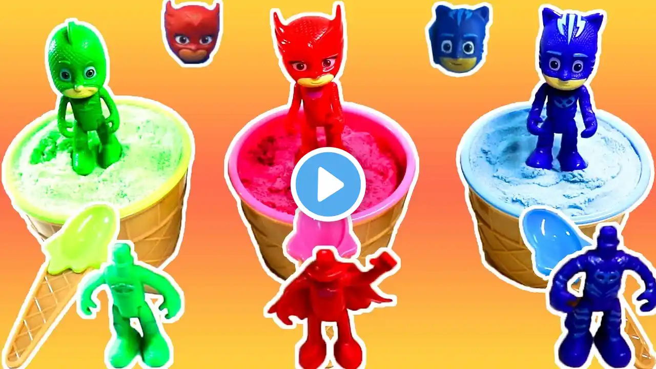 Pj Masks Wrong Head Kinetic sand color and number learning Icecream toys #PjMasks #PjMasksWrongHeads