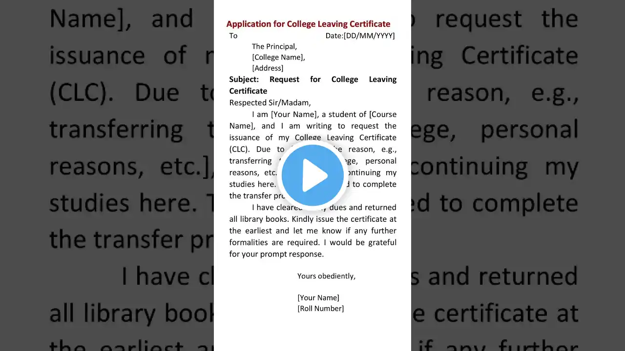 write an application for college leaving certificate πππ§βπ#shorts#short#shortfeed #shortviral