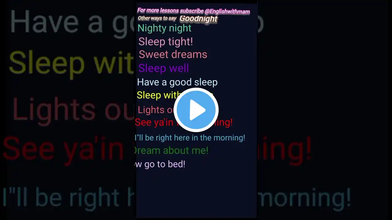 Other Ways To Say "Good Night"| Advanced English #shorts