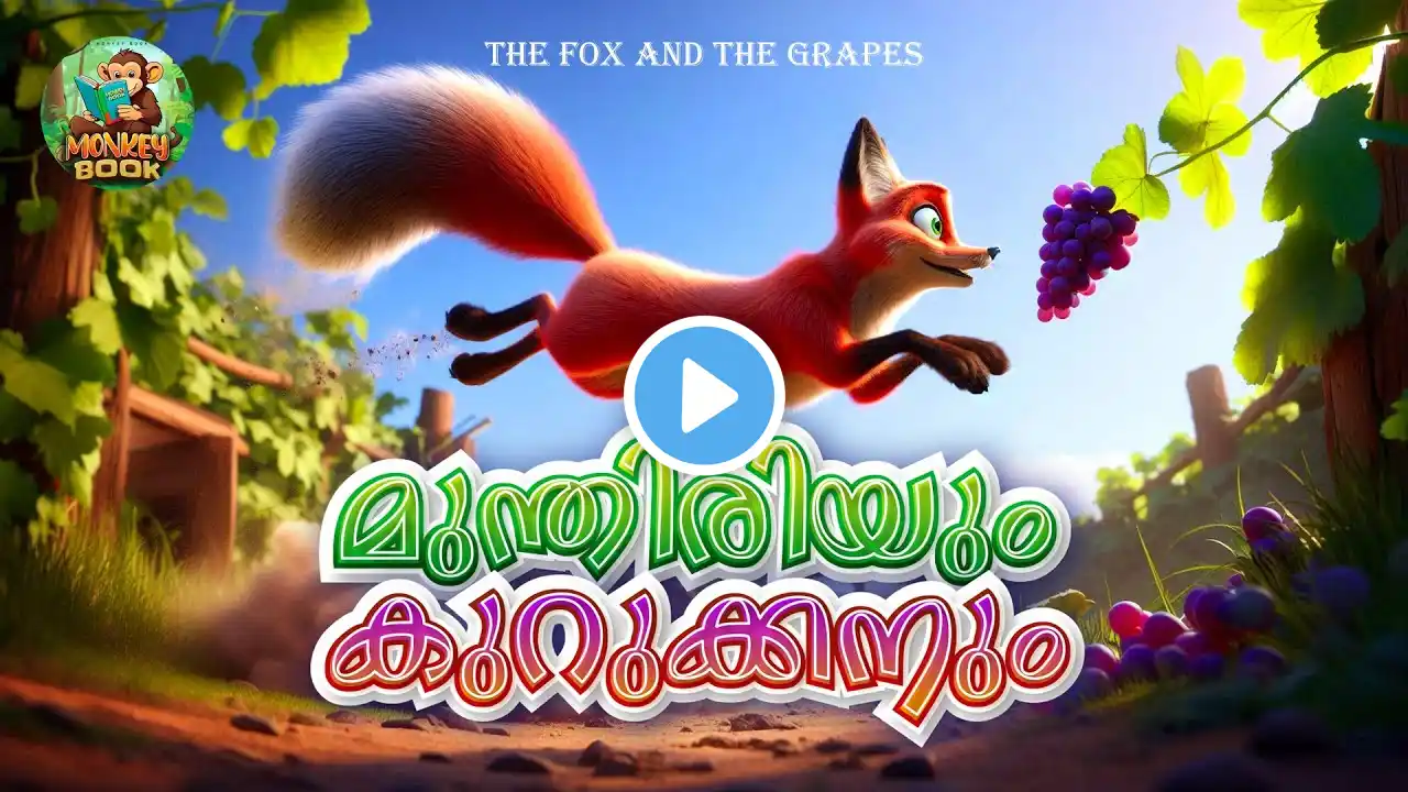 THE FOX AND THE GRAPES | MALAYALAM CARTOON | KIDS CARTOON | MONKEY BOOK | ANIMATION | STORY TELLING