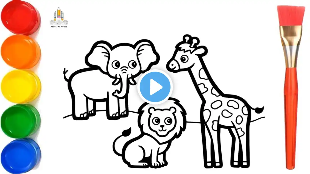 How to Draw safari drawing, Painting and Coloring for Kids & Toddlers | Draw, Paint and Learn