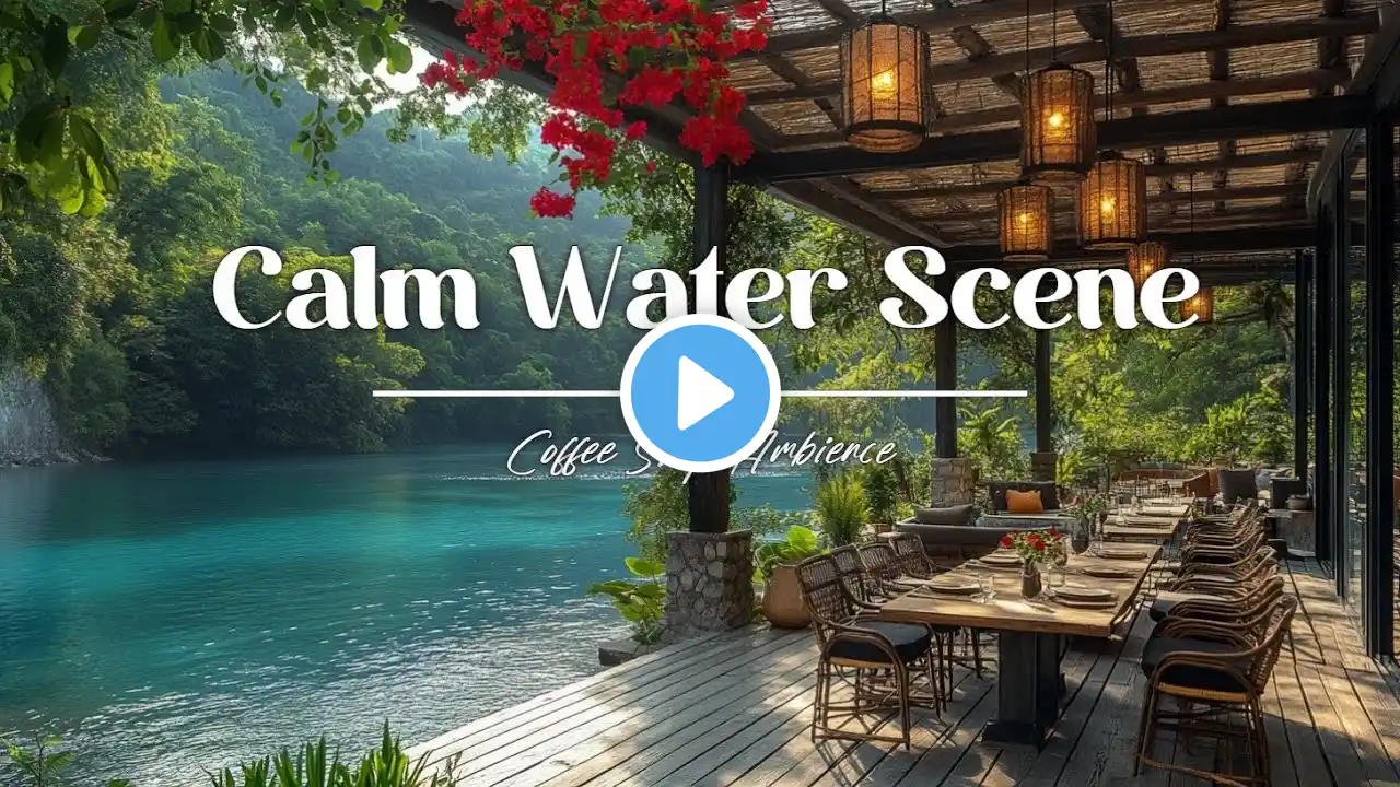 Green Lakeside Coffee Shop Ambience ☕ Relaxing Spring Jazz for Focus, Study & Calm Days