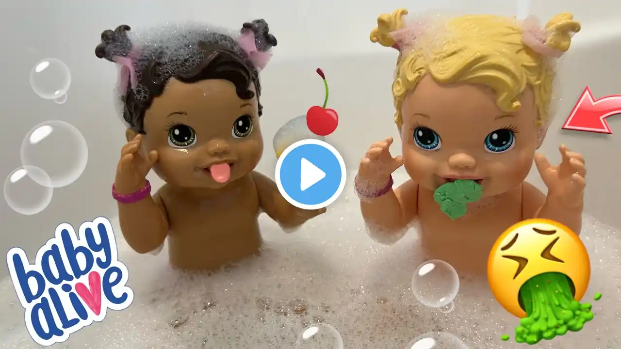 NEW Baby alive dolls swimming in the Bath 🛁 Lucy gets sick!