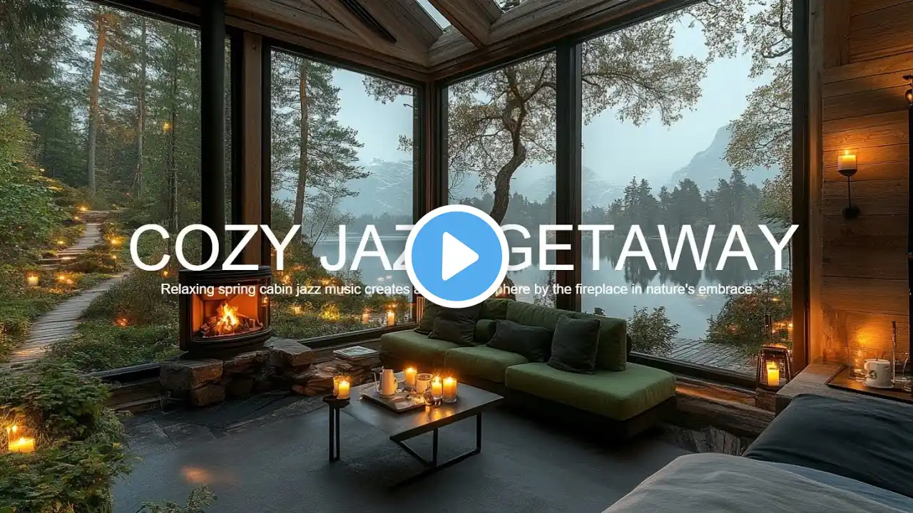 Spring Cabin Jazz Music - Relaxing Cozy Cabin Getaway in Nature with Fireplace Ambiance