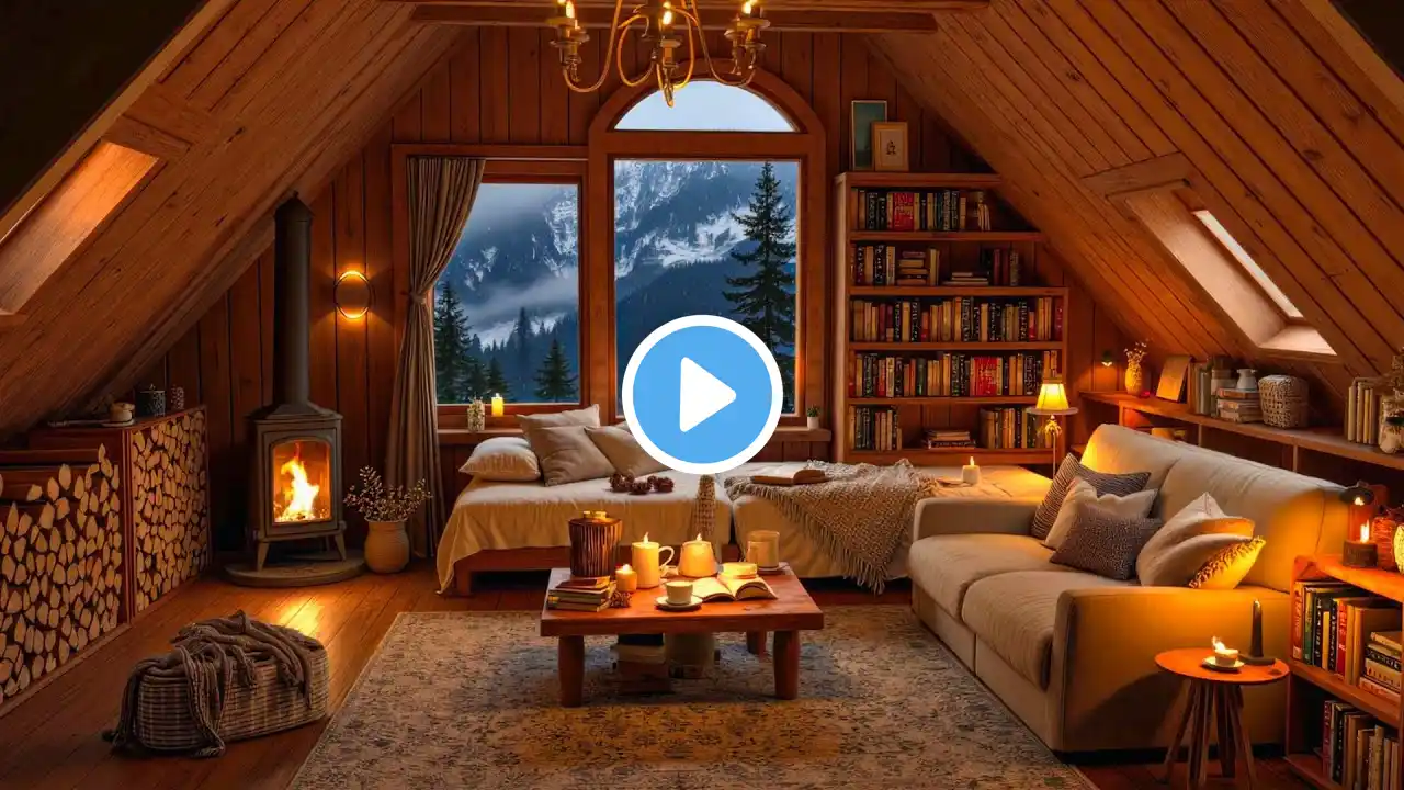 Cozy Cabin Jazz | Warm Fireplace Ambience with Smooth Melodies & Soothing Rain Sound for Relaxation