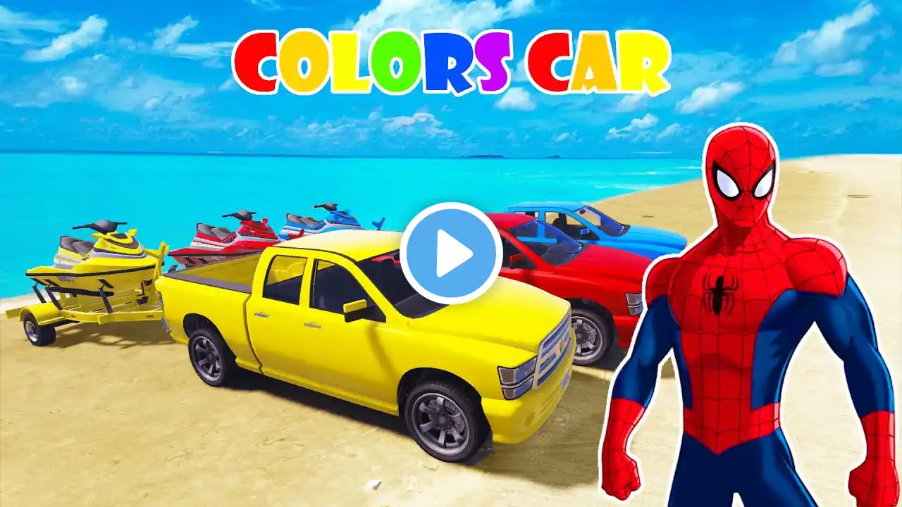 COLOR CARS PARTY W SPIDERMAN COLORS Fun superheroes cartoon 3D for kids l Nursery Rhymes Songs