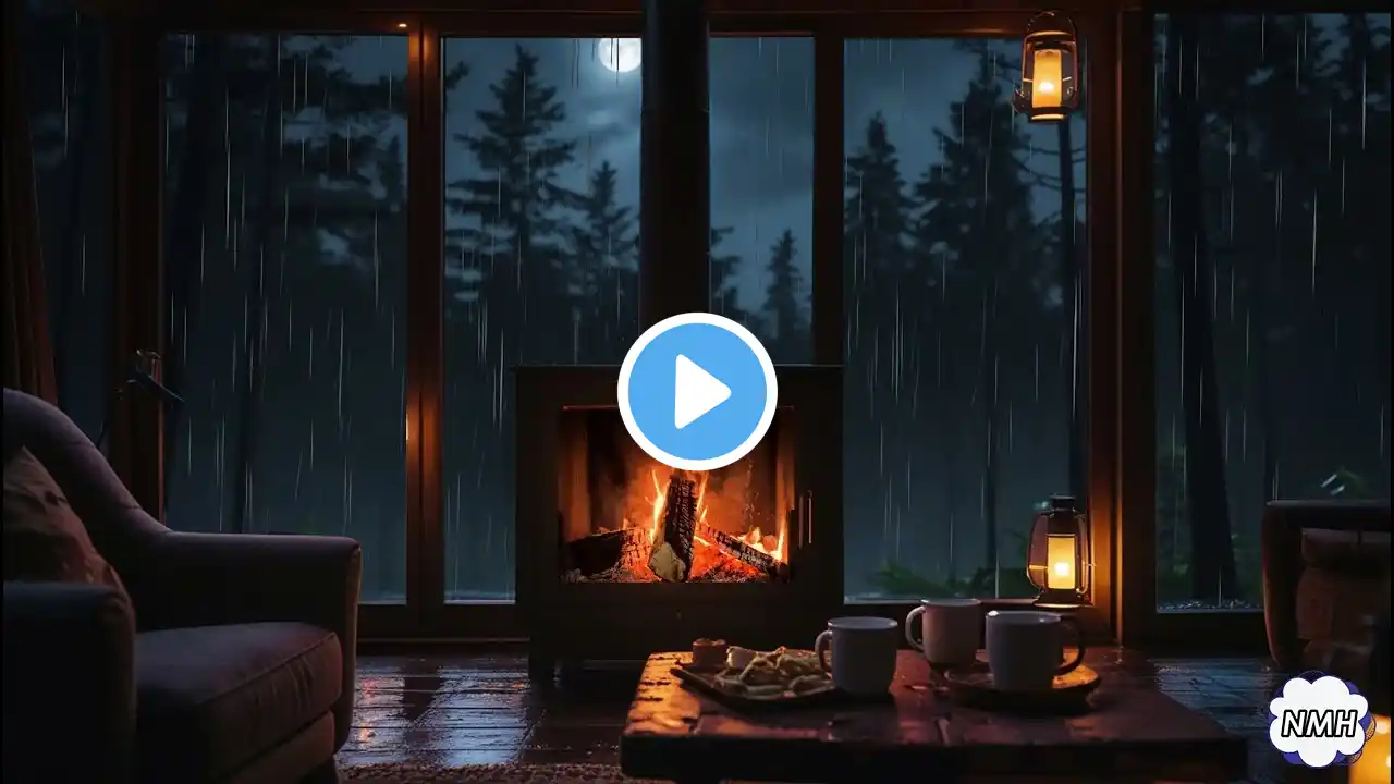 Cozy Lofi Vibes 🌧️ | Relaxing Fireplace & Rain Sounds for Sleep, Stress, and Deep Study Focus 🔥