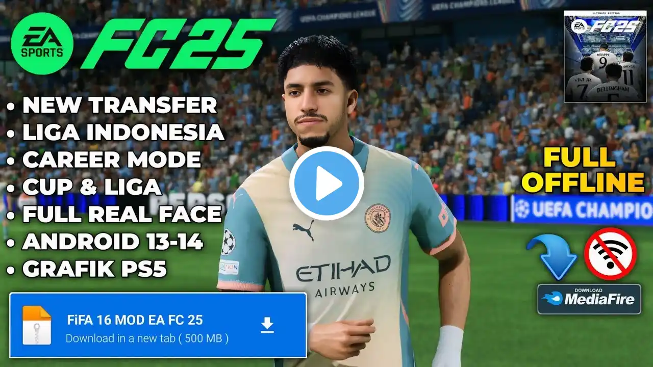 MIRIP PS5 ! FIFA 16 MOD EA Sports FC 25 Android Offline Bisa Career Mode Grafik HD