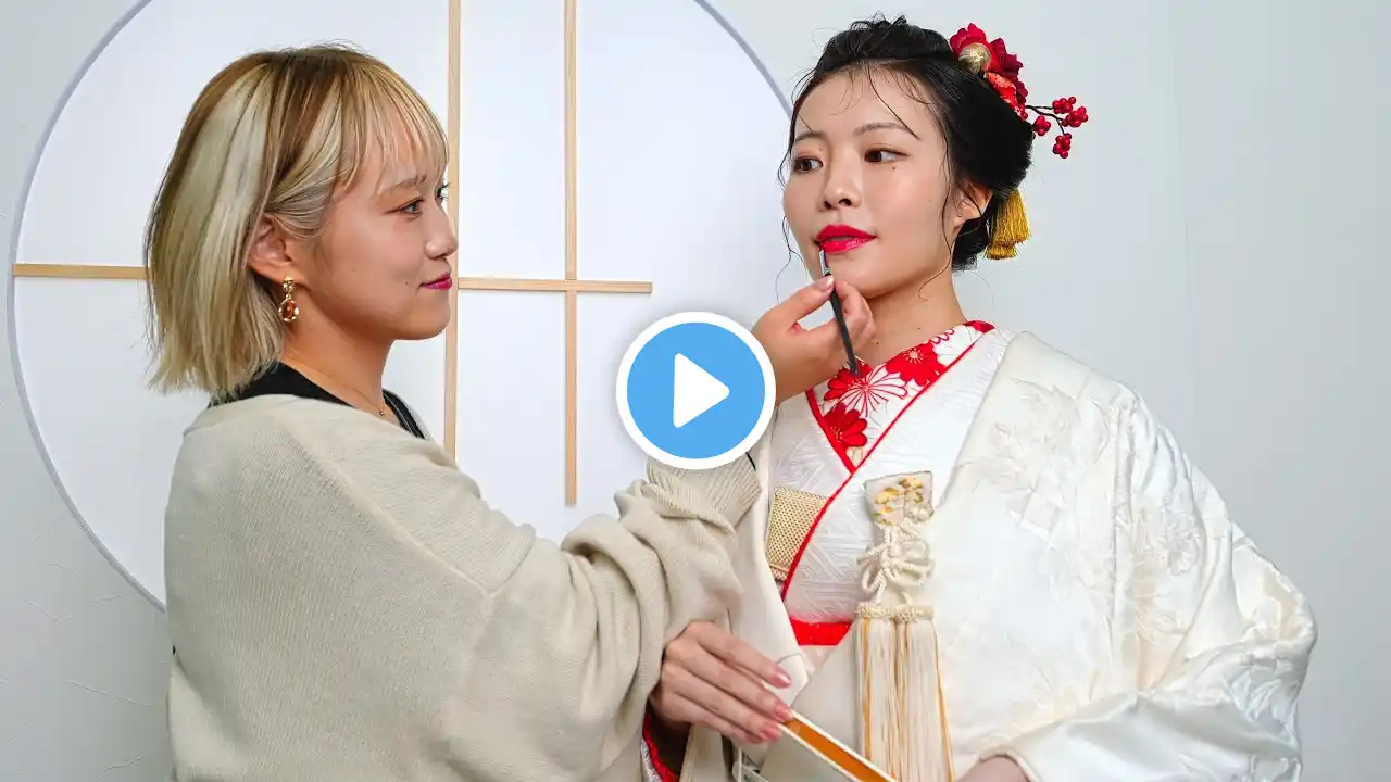 Authentic Japanese Bridal Experience: ASMR YouTuber's Wedding Makeup & Kimono Transformation