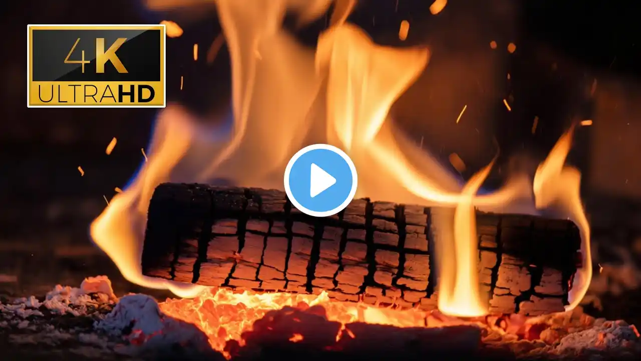 4K Fireplace Burning Logs 🔥 Relaxing Fireplace 3 Hours & Beautiful Fireplace Video for Better Sleep