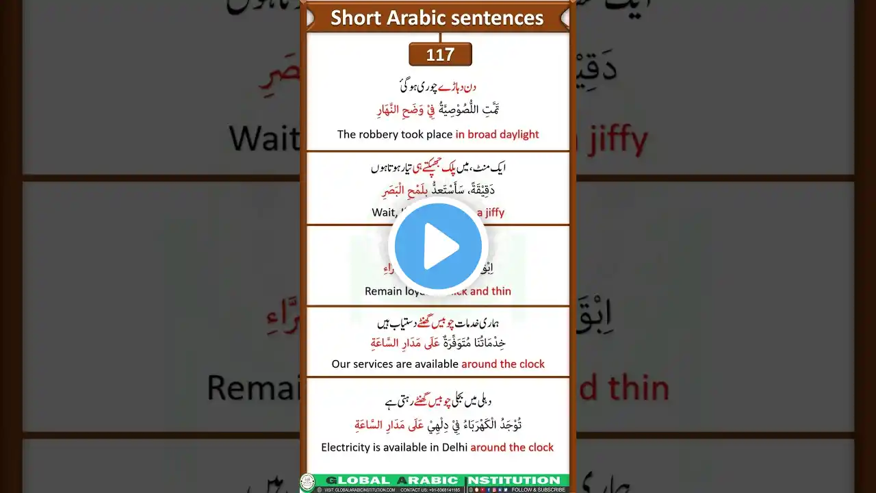 (117) English speaking practice| Arabic speaking practice | short Arabic into English Urdu sentences