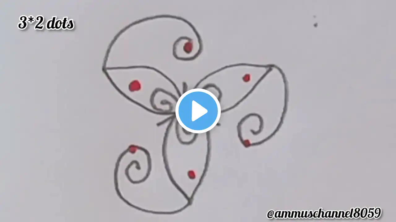 3 Simple easy 3*2 dots dailyuse rangolis for beginners,chinna muggu,kutti kolangal @ammuschannel8059