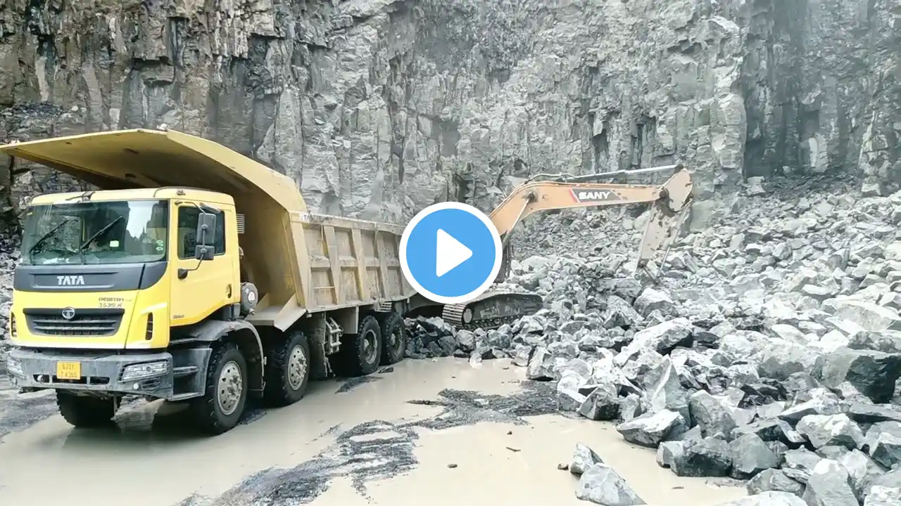 tata prima LX 3530.K loading truck 🚛 and SANY Excavator working, new loading trucks video