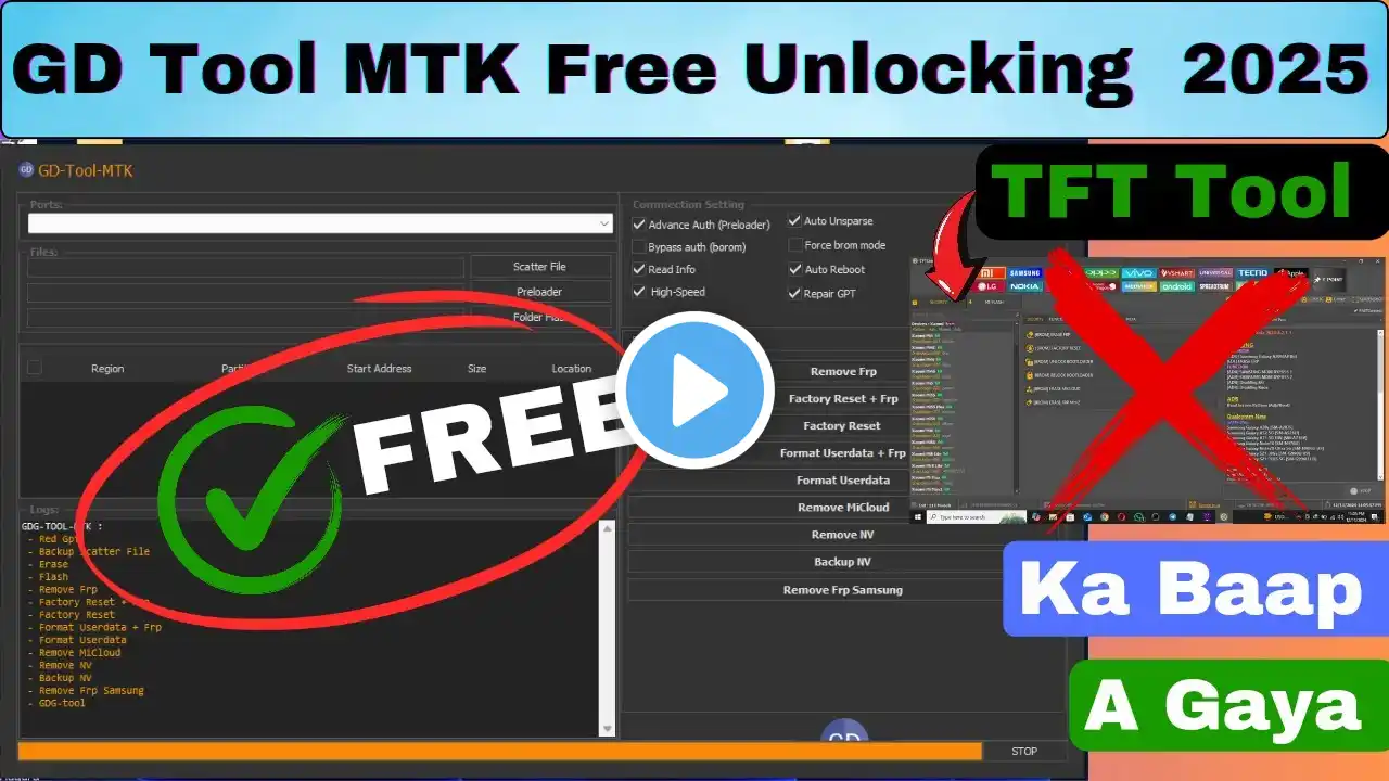 GD Tool MTK! New  All Chip IMEI Repair , Unlocking and Mi Account Bypass Free Tool 2025 💯% Working ✅