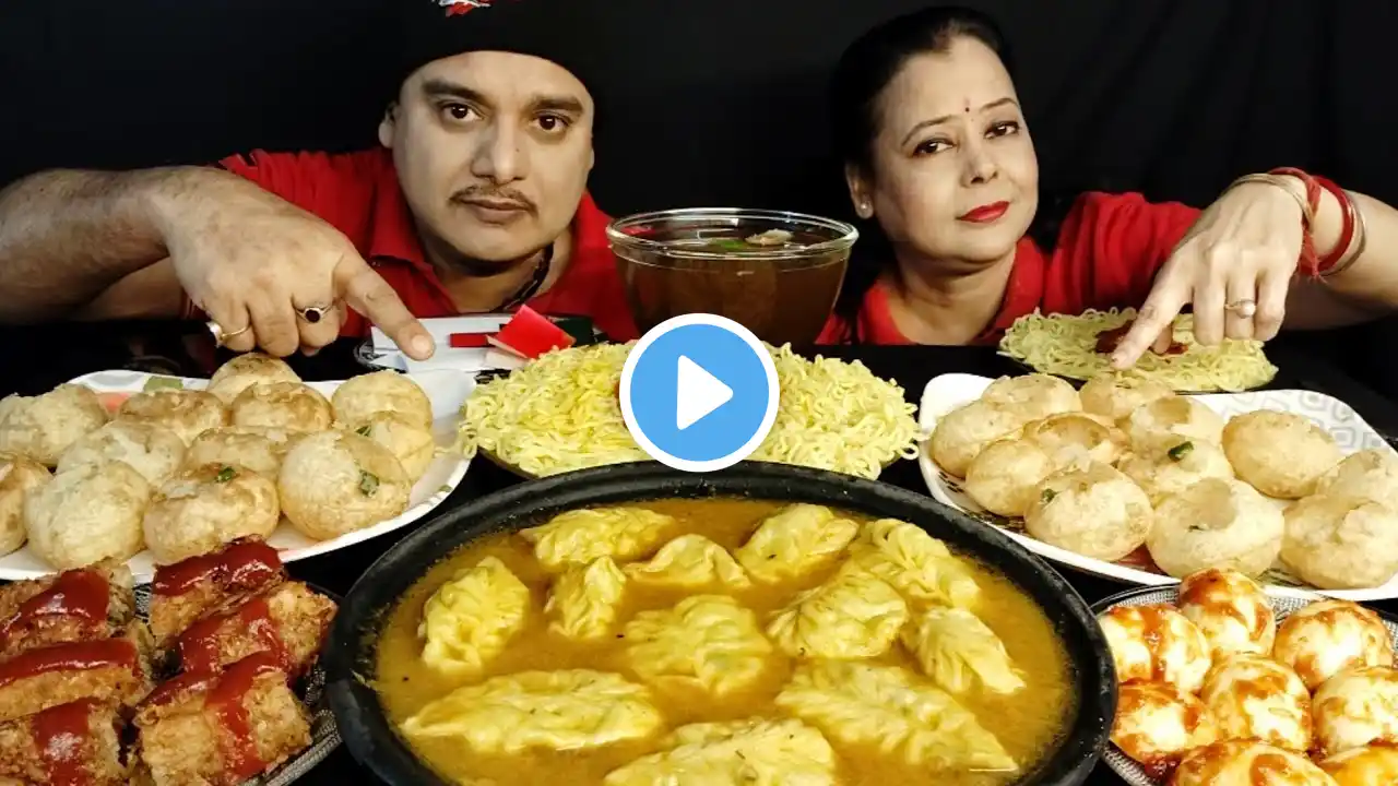 SPICY🔥PANIPURI JHOL MOMOS CHILLI NOODLES EGG FRANKIE CHALLENGE|SOLVE THE JUMBLE WORDS CHALLENGE#food