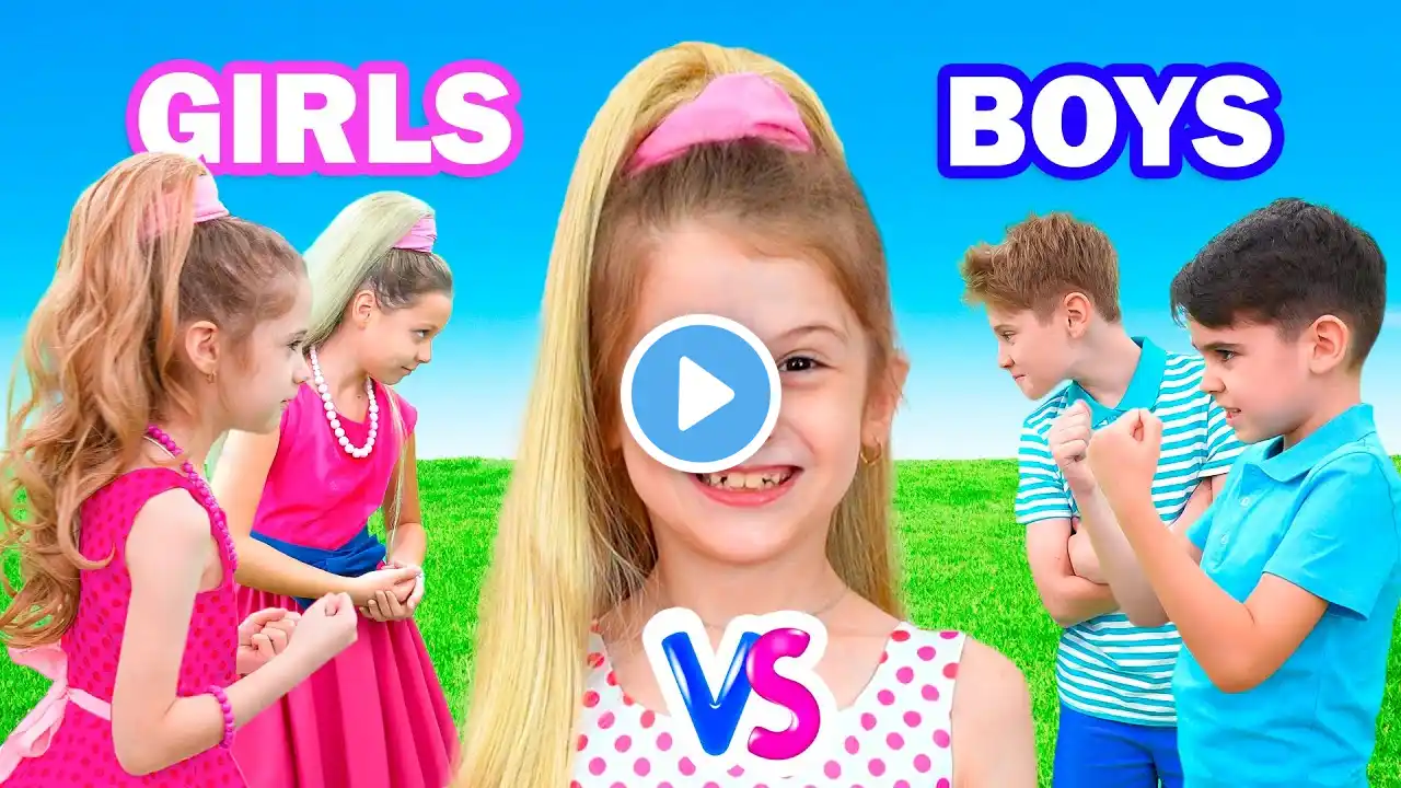 Girls vs Boys Challenge and other stories for kids