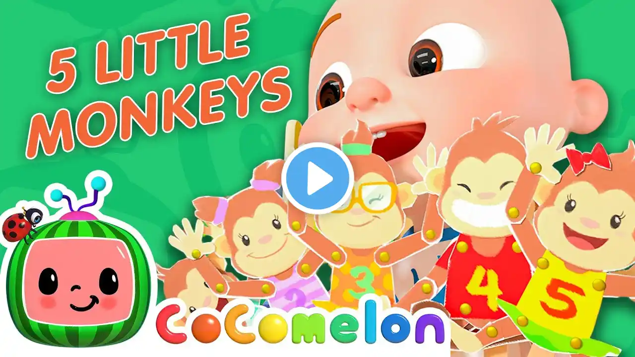 Five Little Monkeys Jumping on the Bed đľ CoComelon Nursery Rhymes | Toddler Learning Kids Songs
