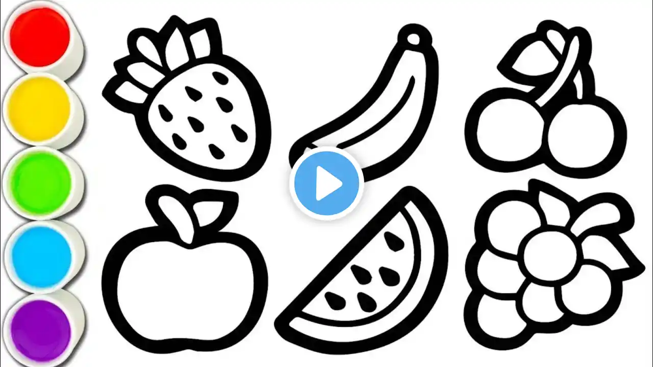 Learn FRUITS , Painting and Colouring for Kids & Toddlers, #strawberry #banana #cherry #abcdsong