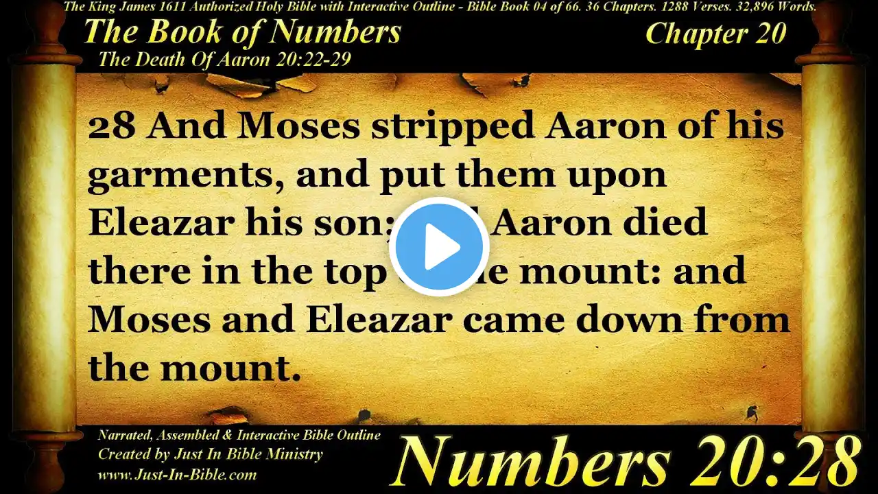 Bible Book #04 - Numbers Chapter 20 - The Holy Bible KJV Read Along Audio/Video/Text