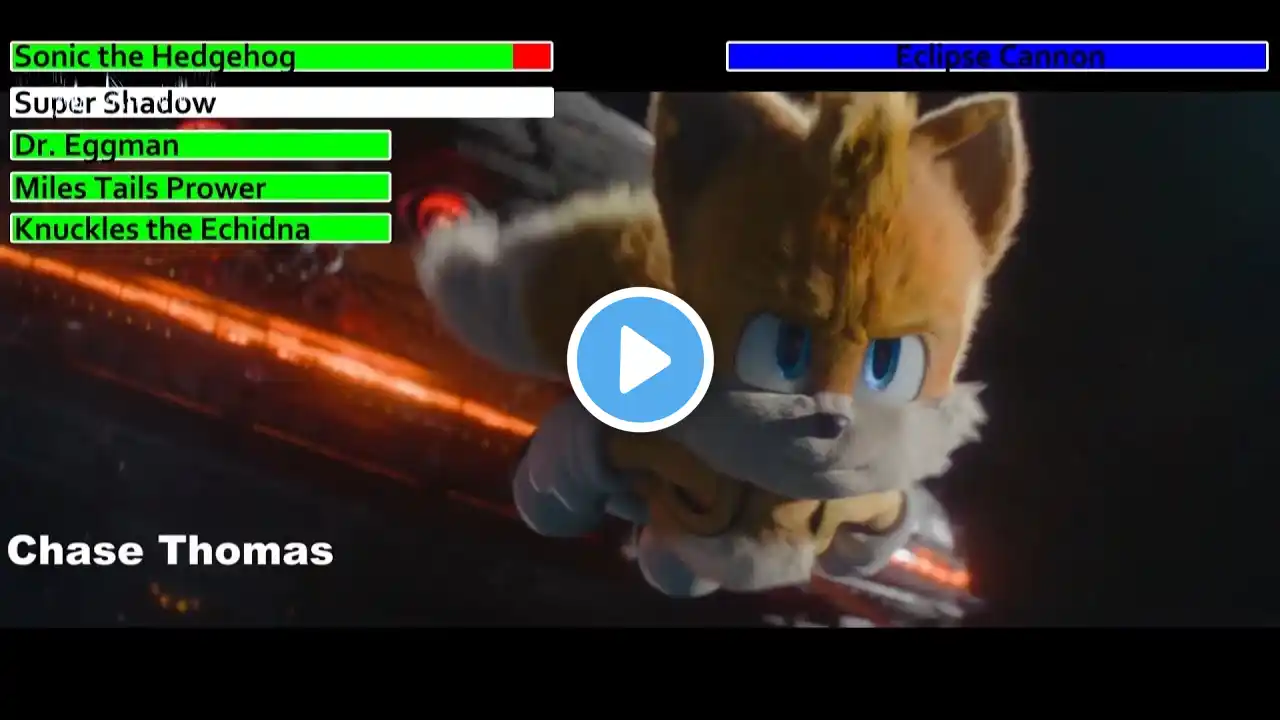 Sonic the Hedgehog 3 (2024) Stopping the Eclipse Cannon Scene with healthbars 1/2