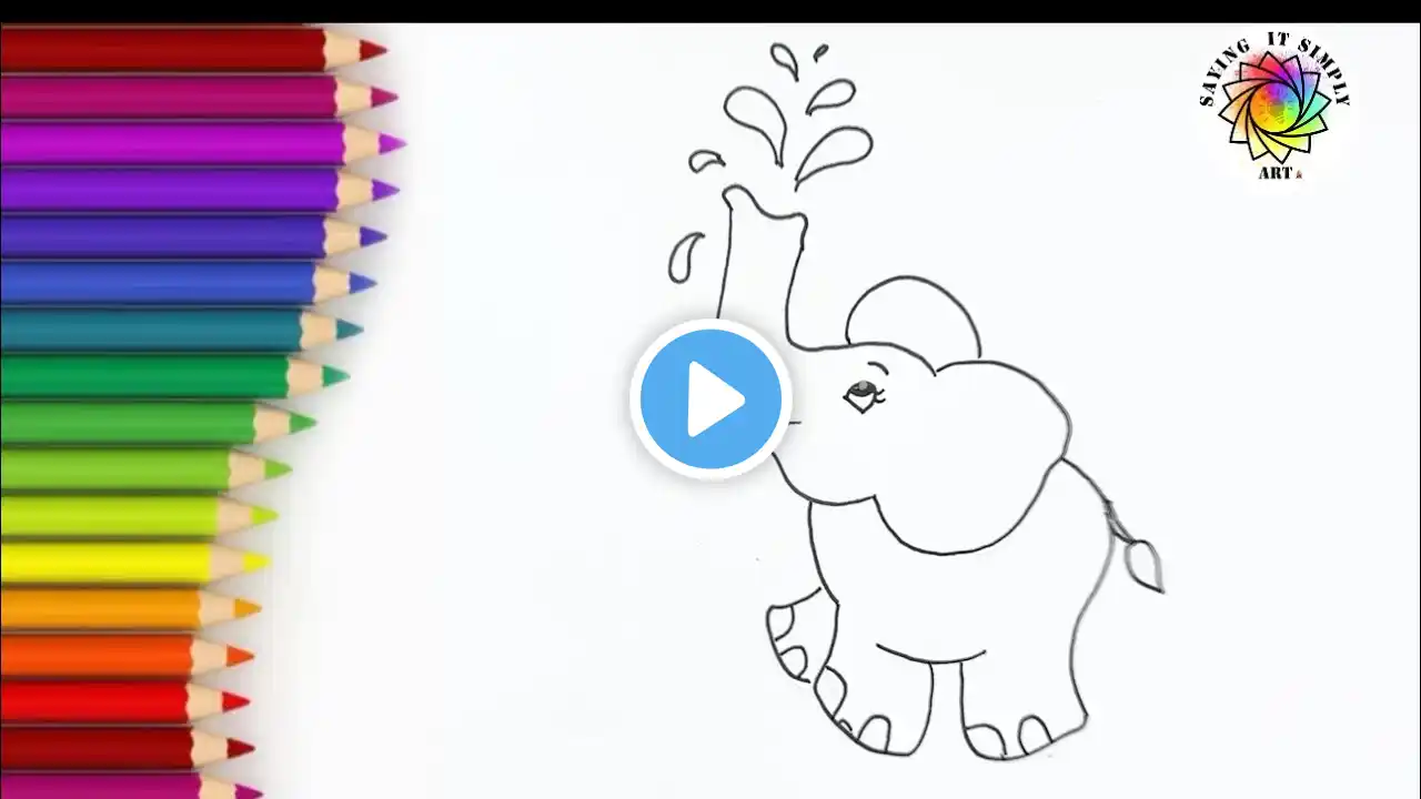 How to draw Super easy and cute Elephant #trending #forkids #easy #drawing #stepbystep #viralvideo