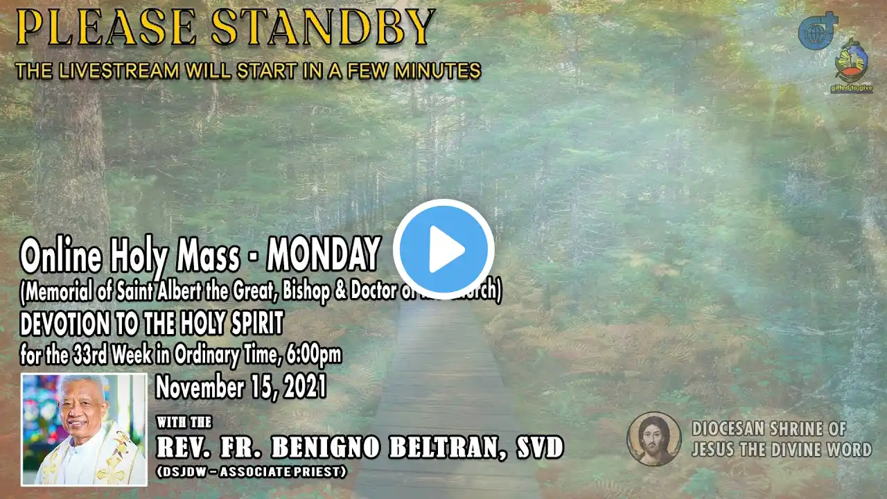 LIVE NOW 6:00pm DAILY MASS | Monday, November 15, 2021 - Online Holy Mass at the Diocesan Shrine.