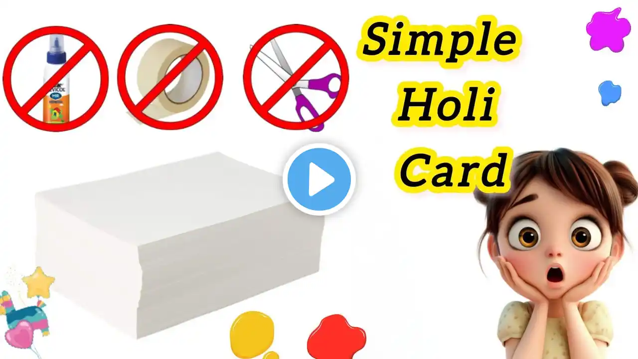 Easy & Beautiful white paper Holi Card makingidea |DIY Happy holi greeting Card | Handmadeholi card