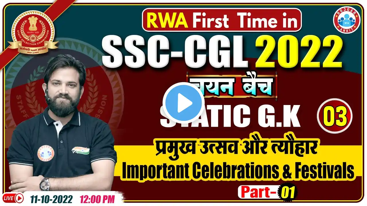 Important Celebrations & Festivals | Static GK For SSC CGL | Static GK By Naveen Sir