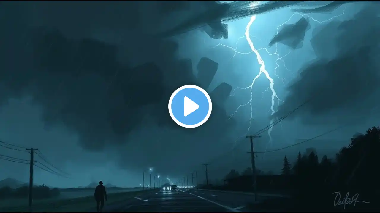 Midnight Thunderstorm: Heavy Rain & Distant Thunder for Deep Sleep ๐โก