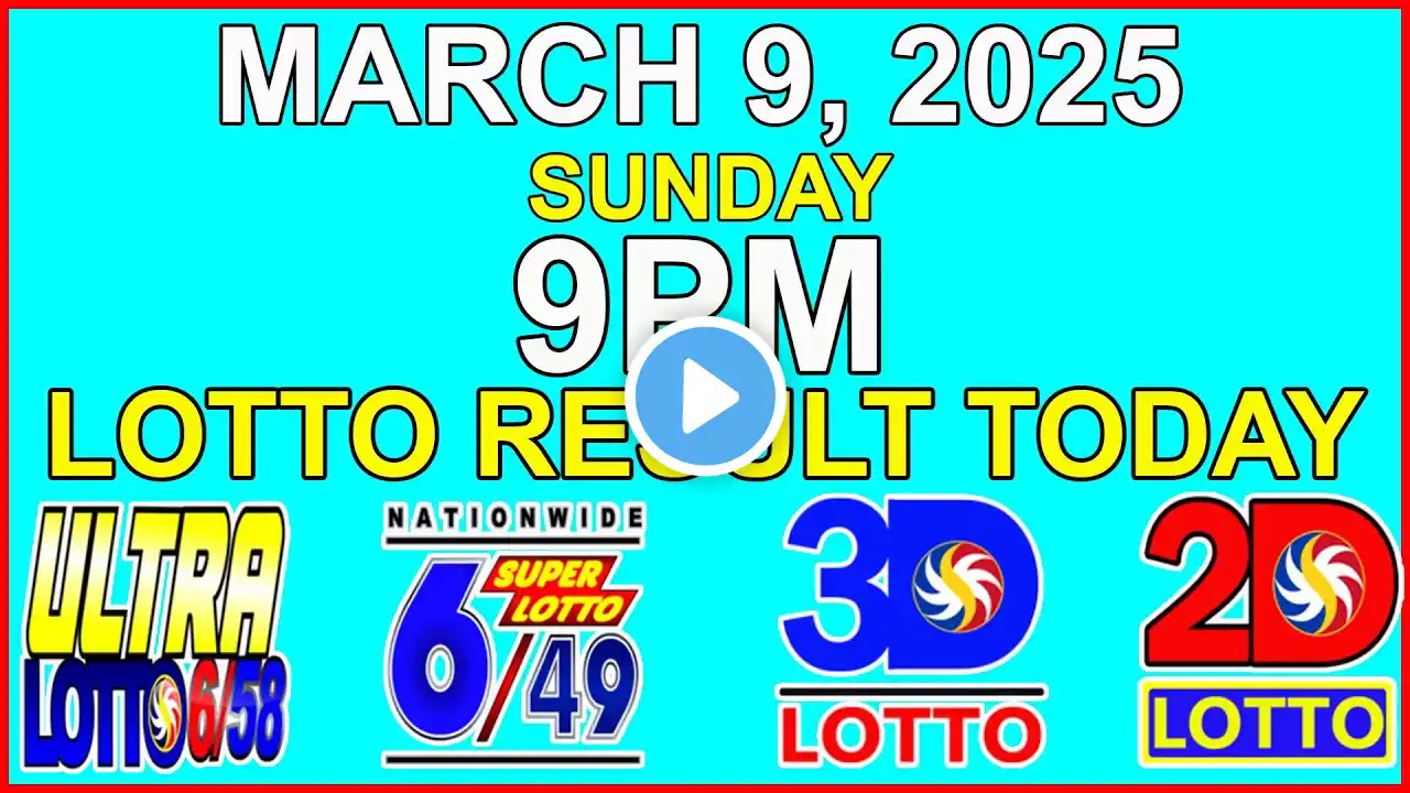 Lotto Result Today 9pm March 9 2025 PCSO