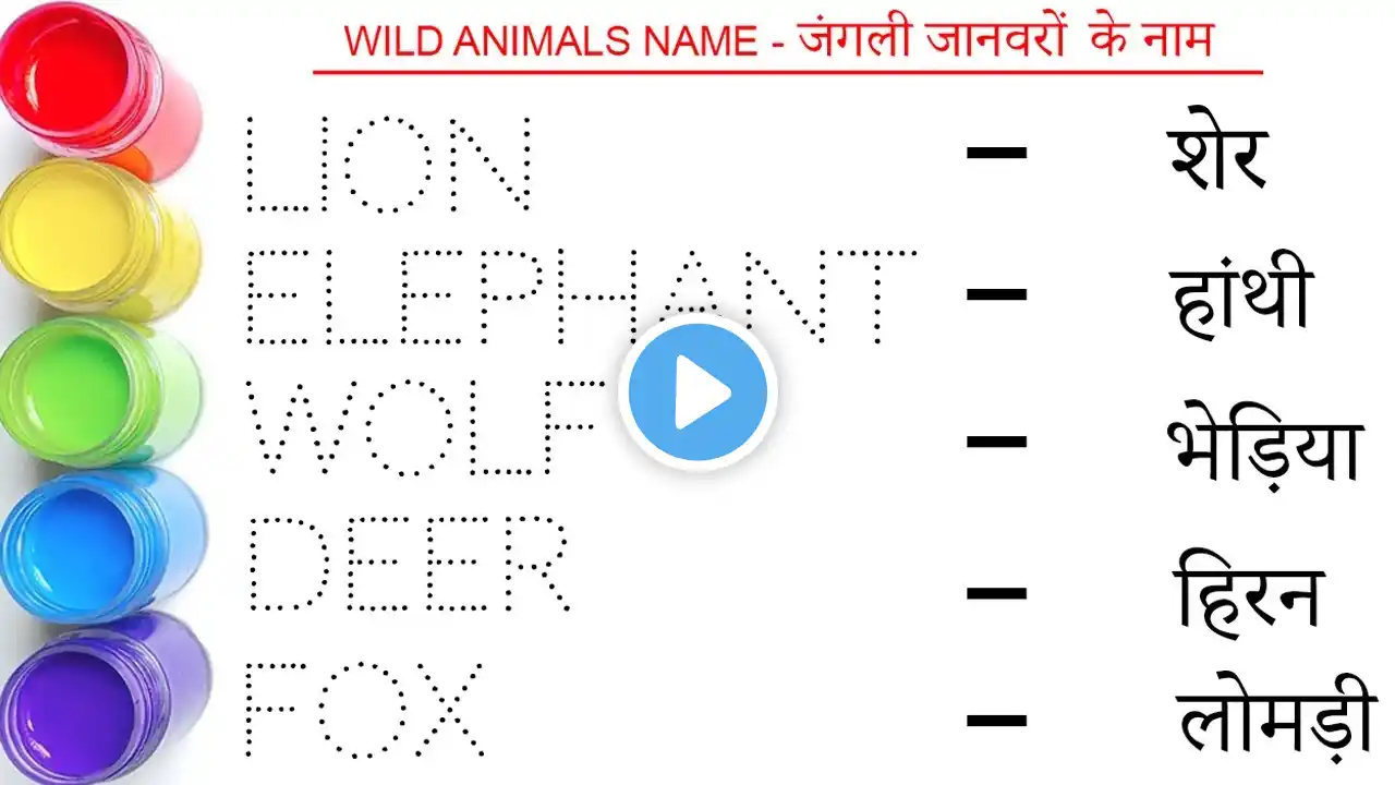 wild animals name in english and hindi || जंगली जानवर के नाम || pet animals name || पालतू जानवर