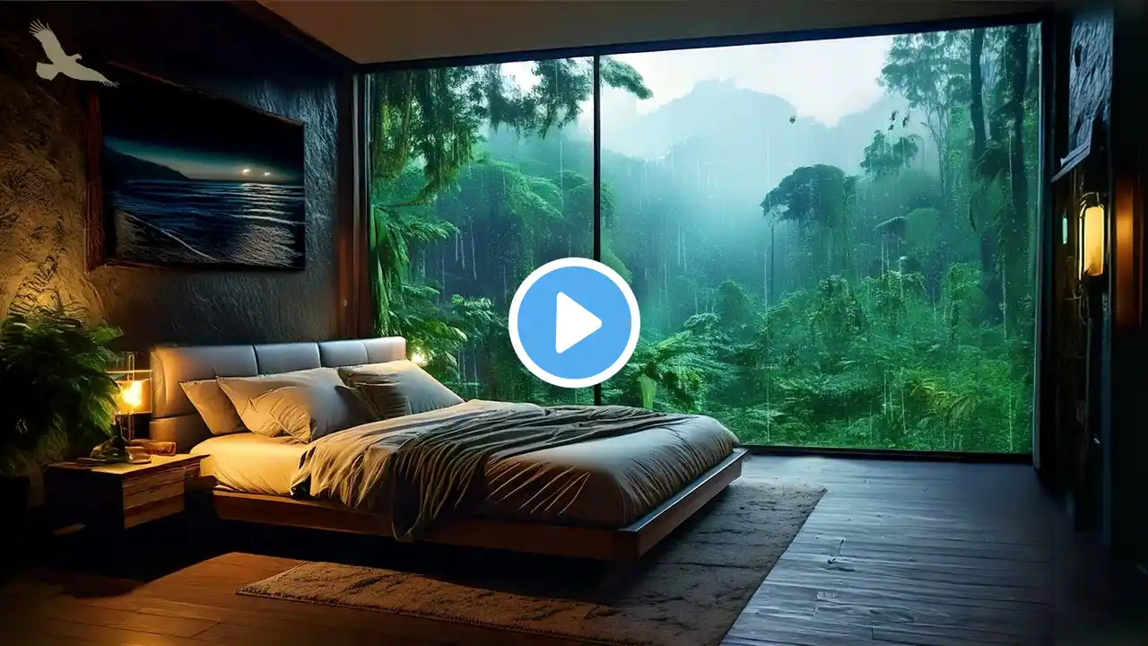 Rainy Cabin in the Woods Ambience ⛈Sound of Heavy Rain and Thunderstorms Falling Deep Sleep Insomnia