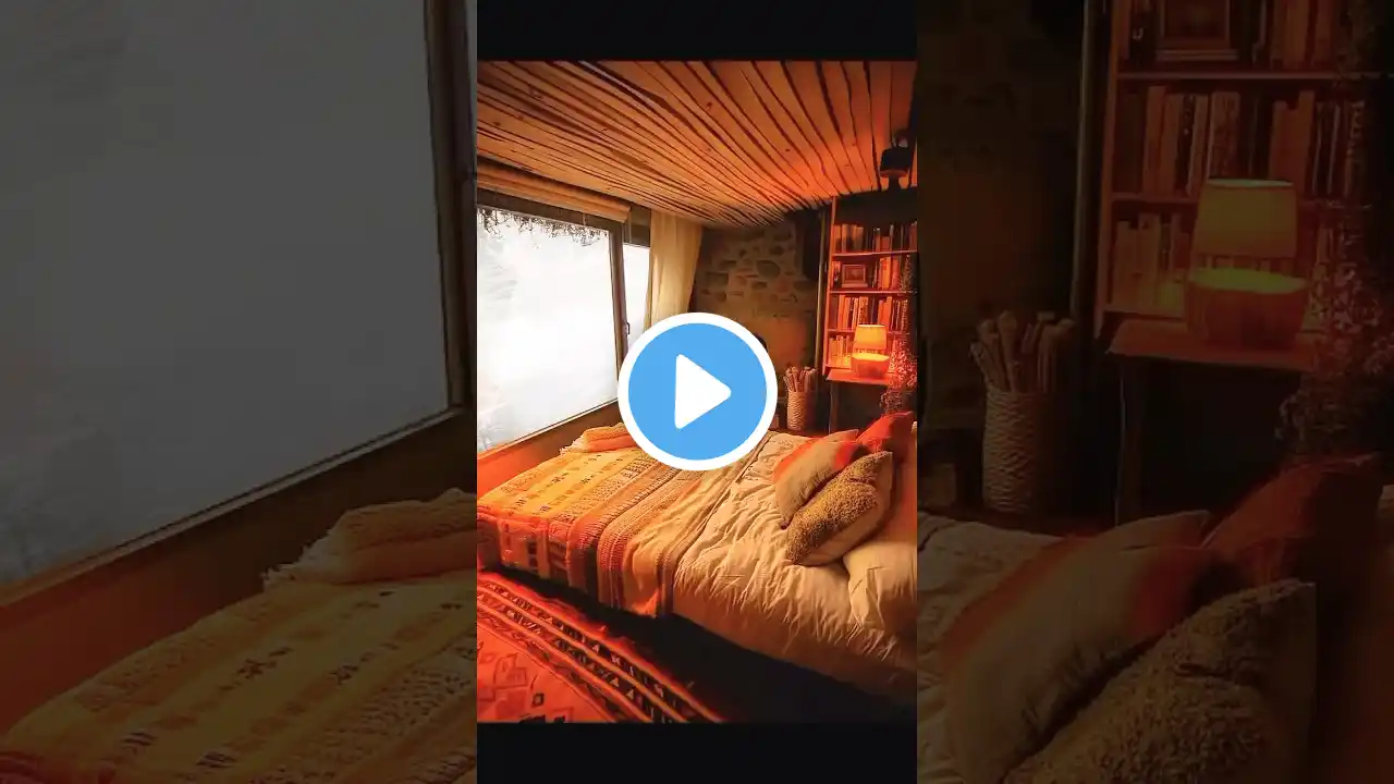 Healing, Ambiance, Sleep Aid, Cave Cozy Cabin, Burning Fireplace, Blizzard, Snowfall #ytstudio