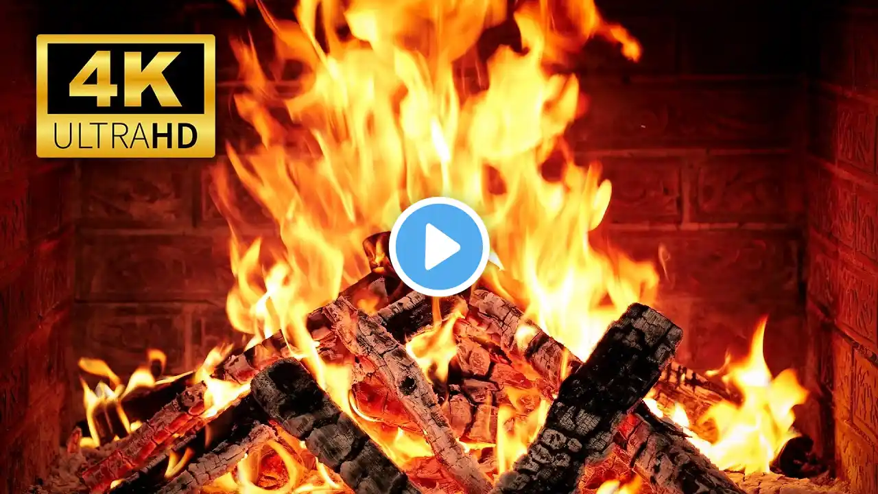 🔥 Cozy March Fireplace 4K UHD (12 HOURS). Fireplace Burning Ambience with Crackling Fire Sounds.