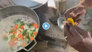 JAMAICAN 🇯🇲SALT FISH RUNDOWN | OUTDOOR COOKING IN JAMAICA |  STREET FOOD | HOW TO MAKE RUNDOWN