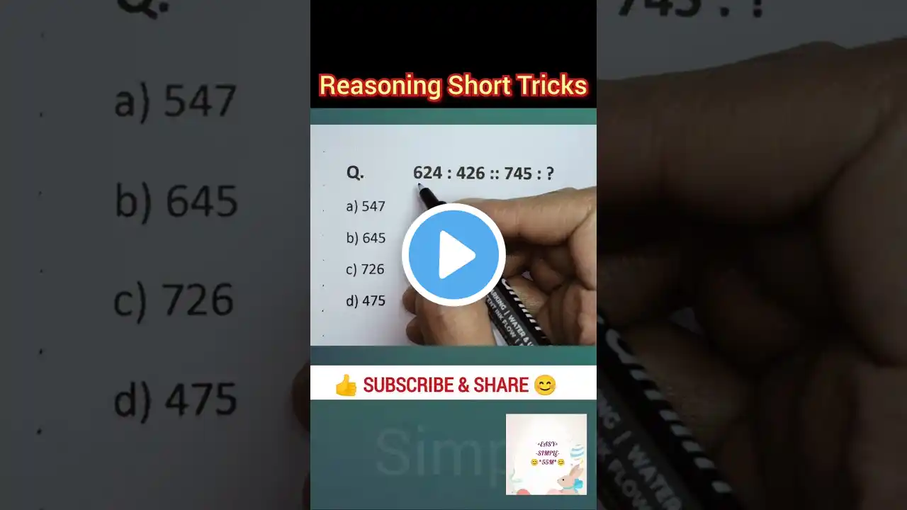 Analogy Reasoning Tricks | Number Analogy Reasoning Short Tricks | Simple Easy 55M #analogy #shorts