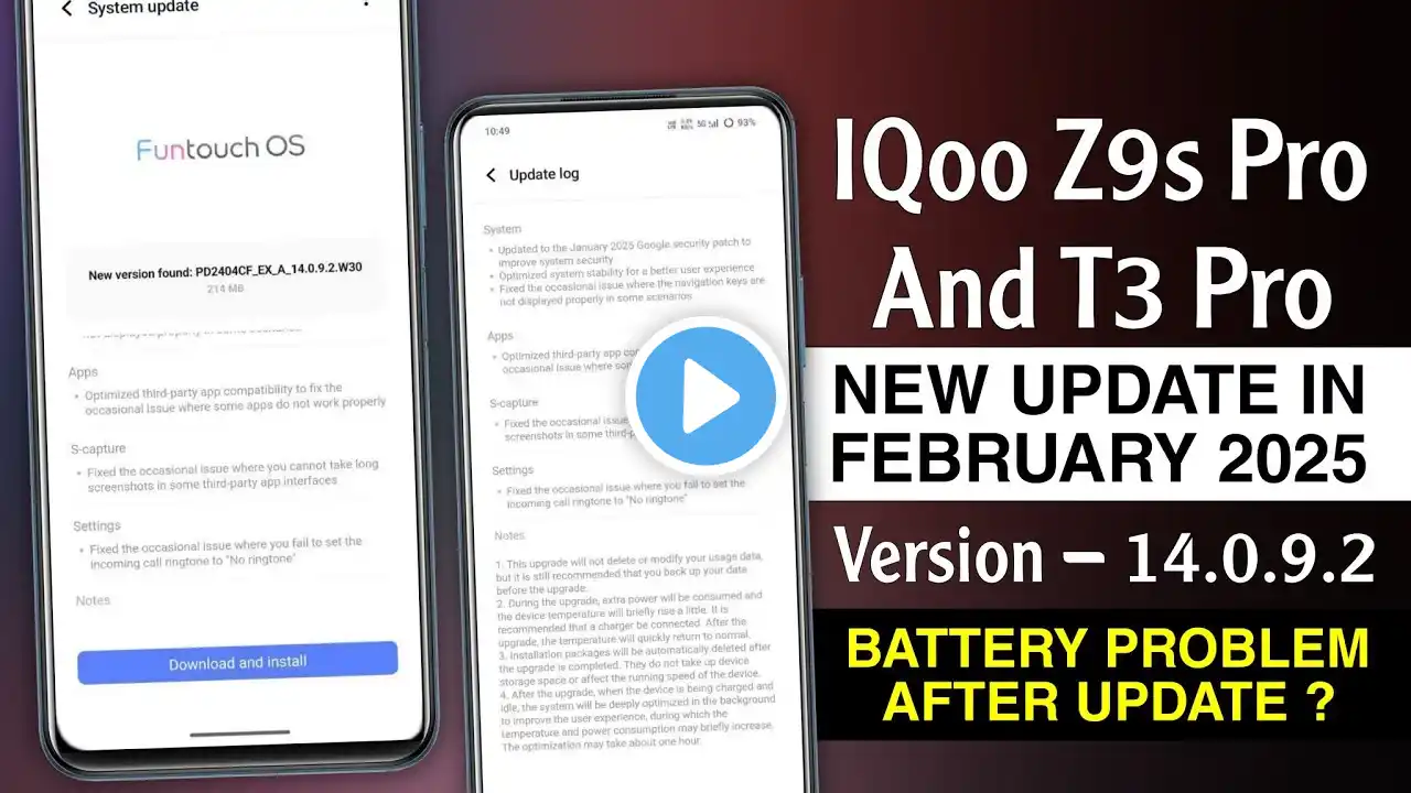 Vivo T3 Pro & IQoo Z9s Pro New Update in February 2025 | Vivo T3 Pro 14.0.9.2 Update Review