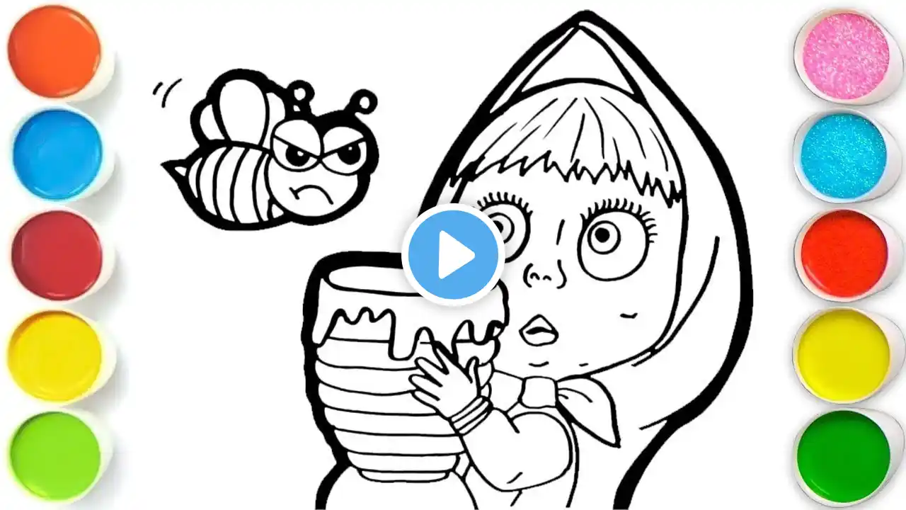 MASHA gets stung by a BEE Drawing, Painting & Coloring For Kids and Toddlers_ Easy Art