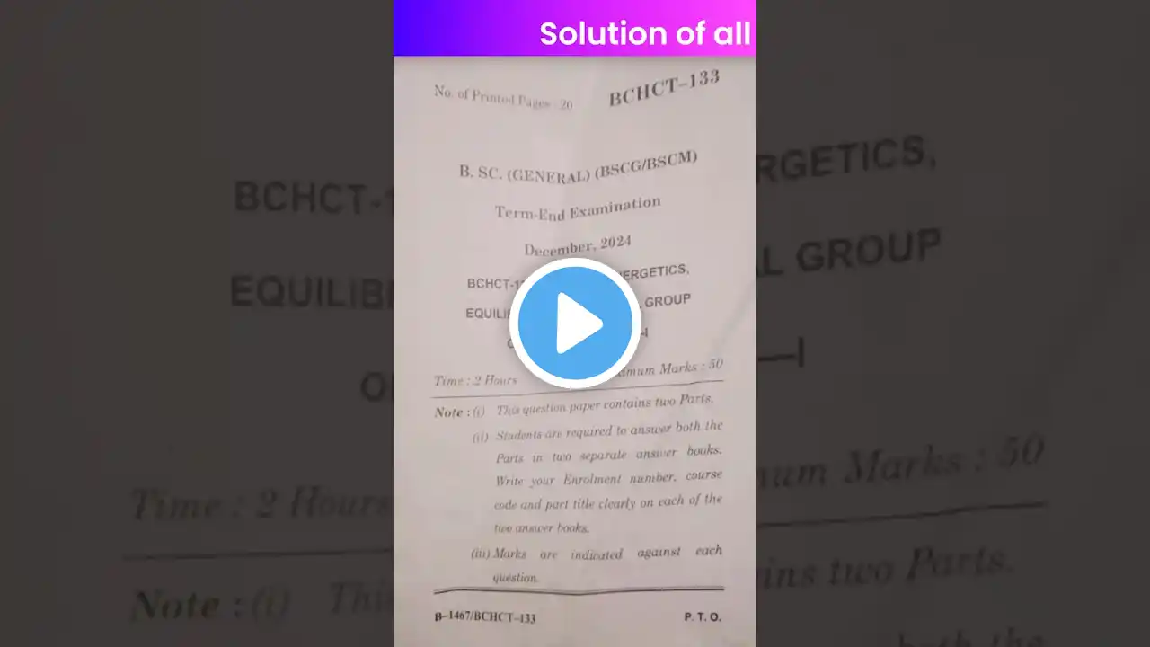 🔥 IGNOU BCHCT-133 DEC 2024 EXAM QUESTION PAPER | Latest Question Paper DEC 2024  Analysis 📜 #IGNOU